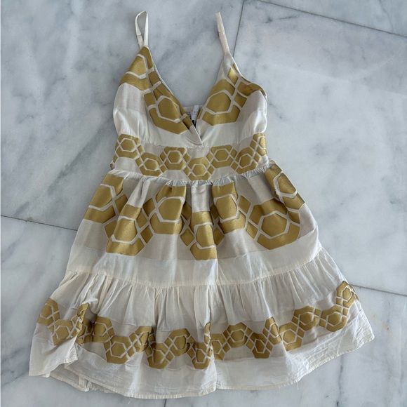 None Dresses & Skirts - Brand new Gold and Cream Sleeveless Dress Greek goddess boho mini dress